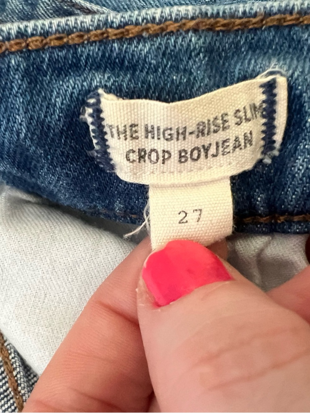 Madewell Medium Blue Cropped Raw-Hem Straight Jeans - Picture 2 of 4